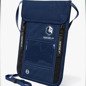 NWOT VENTURE 4TH Neck Wallet, RFID Blocking Passport Holder for Travel Blue